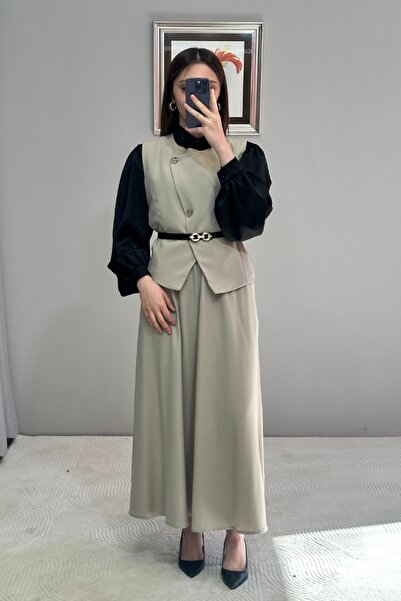 ELBİCA FUSHYA 51007 ETEKLİ TAKIM Bej