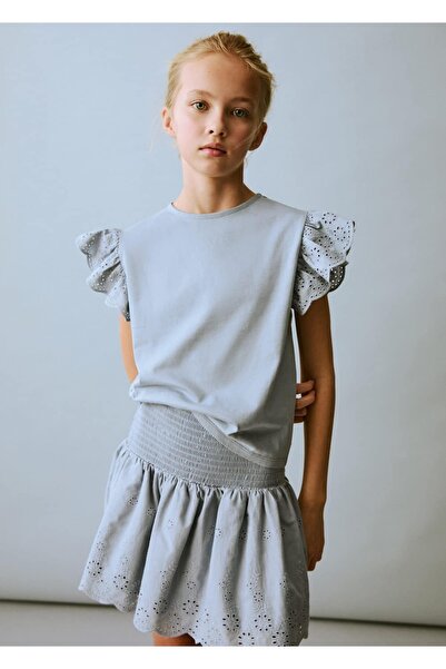 MANGO Kids Mini Skirt with English Embroidery