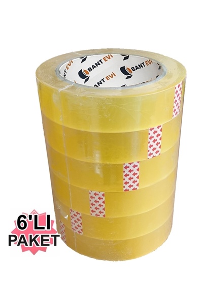BANT EVİ İnce Koli Bandı 6 Adet 25mmx100mt Şeffaf Akrilik Yapışkanlı Kırtasiy...