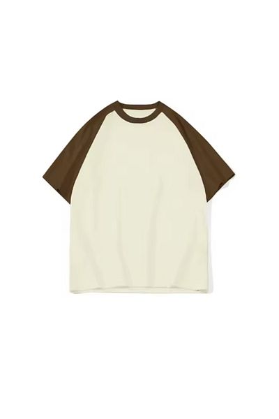 LA GULER Καφέ Raglan μανίκι Basic Unisex Design Oversize T-shirt