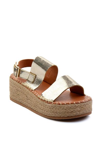 Bambi Gold Genuine Leather Women's Sandals K 05666030307