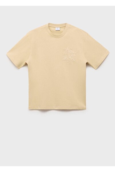 MANGO Man Βαμβακερό μπλουζάκι χαλαρωτικής εφαρμογής