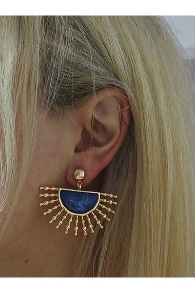 mos&more Blue Fan Women's Earrings