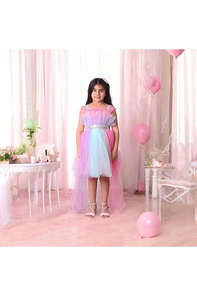 Ahsenimbebe Colorful Tail Evening Dress