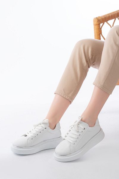 İNFON INFON RS-2435 Pantofi sport casual cu șireturi, alb argintiu