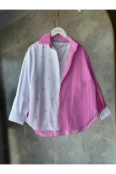modabetce Diamond Stripe Detailed Shirt