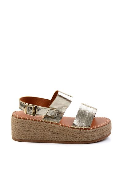 Bambi Gold Genuine Leather Women's Sandals K 05666030307
