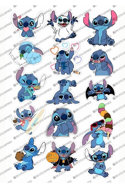 One Little Happiness Stitch Serial Notebook Laptop Notebook Tablet Phone Case Sticker Set