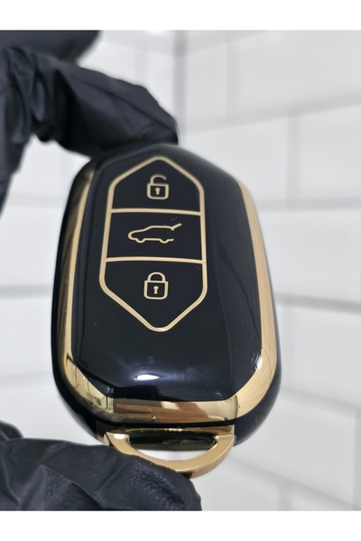BARKAS ELEKTRONİK Carcasa de protectie pentru cheie cu 3 butoane compatibila T10X - Aur negru