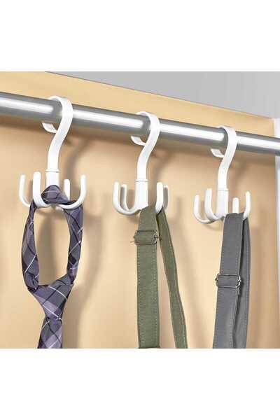 lawrenceshop 1 Adet Pratik 4 Askılı 360 Derece Hareketli Dolap Içi Aksesuar Askısı Mutfak Banyo Askısı