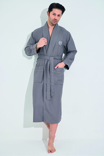 Nuşa الرجال التطريز أنيق الخيزران الطبيعي القطن الرجال روب للنوم