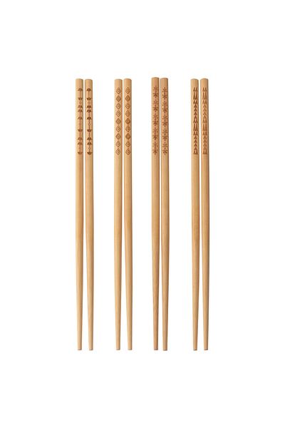 IKEA 4 Pairs of 8 Pieces Bamboo Chopsticks Length: 24 cm Sushi Sticks Wooden Chopsticks