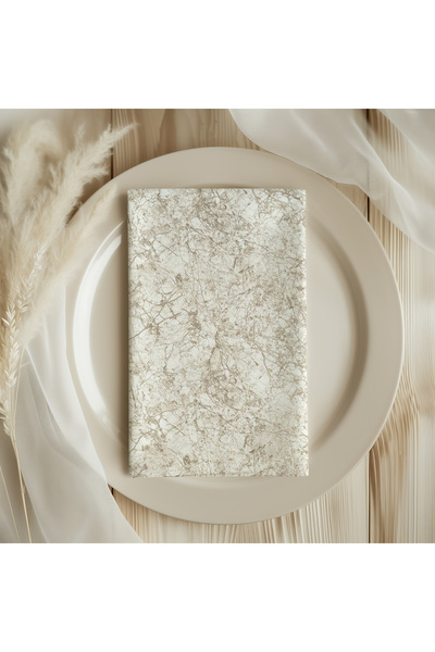 Meine Home Marble Patterned Ecru Linen Napkin 8 Pieces