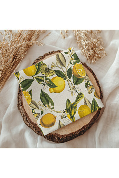 Meine Home Limon Desenli Keten Peçete 8 Adet