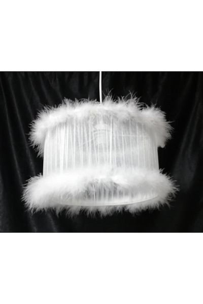 TEKAY AYDINLATMA White Red Pink Black Girl Boy Children's Room Feather Chandelier Bedroom Chandelier Diameter 30 cm