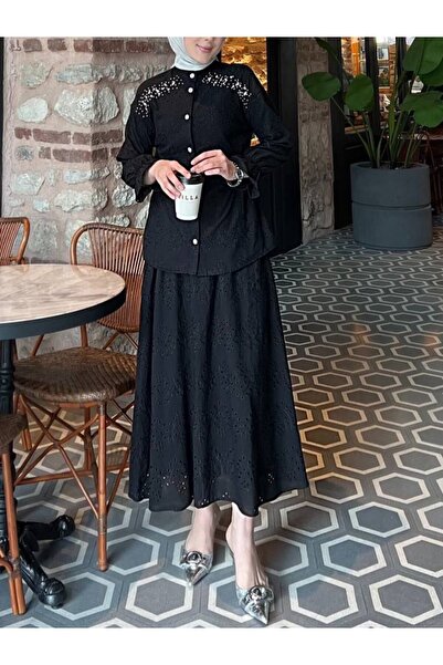 Modamorfo Комплект з фістками та каменем на плечі, що застібається на талії - чорний