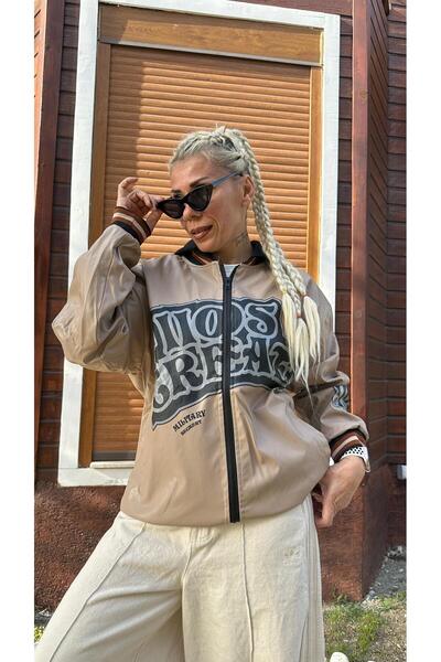 NUNU365COM Unisex Oversize Bej Military Kolej Mont