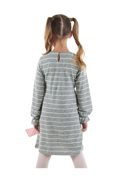 Denokids Striped Teddy Bear Dress for Girl