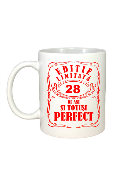 OEM Cană albă personalizată, ediție limitată 28 de ani, Inovatix®. 330 ml