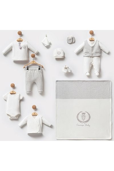 Cassiope Baby Boy Set of 10 Organic Cotton Ties 0-3 Months Newborn for Hospital Discharge