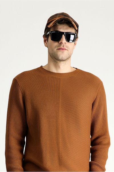 Kiğılı Crew Neck Slim Fit Slim Fit Patterned Cotton Knitwear Sweater