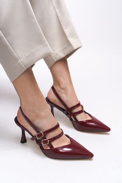 Riccon Pantofi cu toc Qilyrra pentru femei 00128306   Piele lacuita rosie Claret