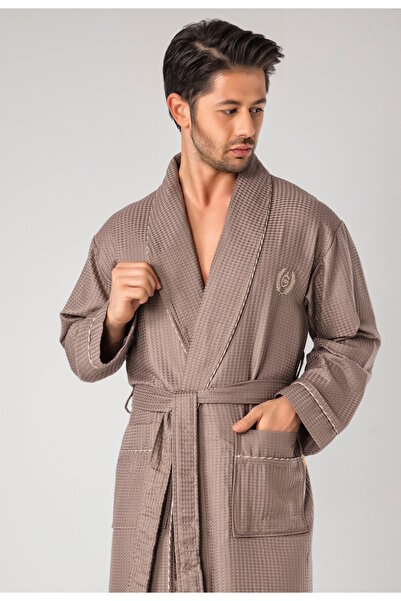 Nuşa الرجال التطريز أنيق الخيزران الطبيعي القطن الرجال روب للنوم