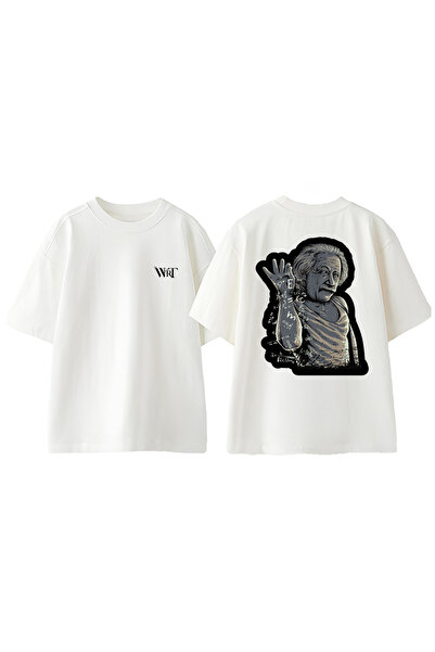 THEWERT Einstein Formula Dizajn Leđa Štampano Pamuk Bela Oversize kroj T-shirt