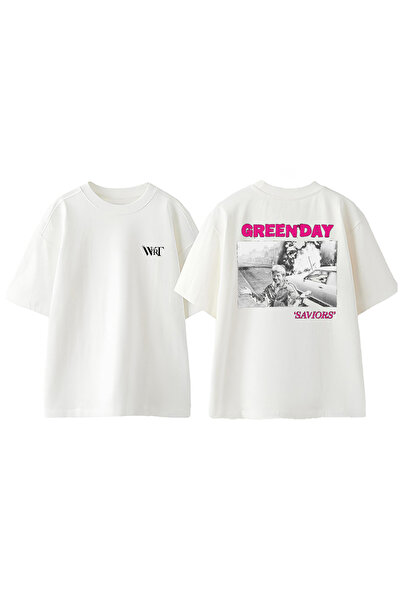THEWERT Greenday Saviors dizajn rukavica Štampano Pamuk bela Oversize kroj T-...