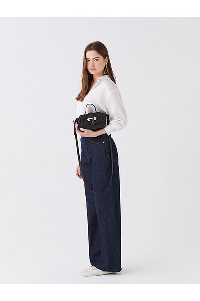 LC Waikiki Crossbody Bag Lcw Accessories Black Straw Women's Crossbody Bag