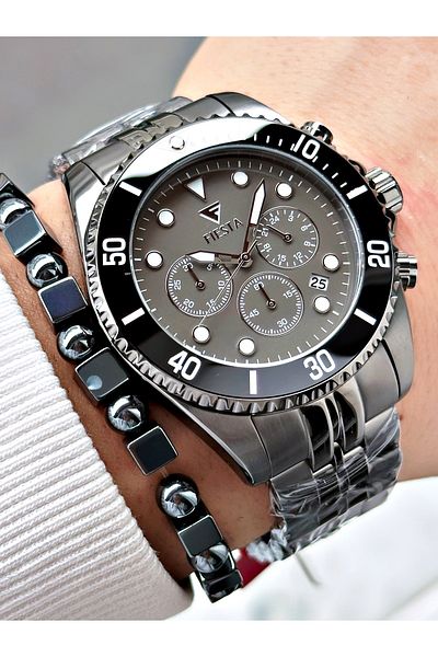 Fiesta Smoked Color Function Steel Sk Mechanism Steel Men's Wristwatch + Bracelet