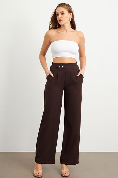 Cool & Sexy Women's Brown Pocket Pants Flu7250