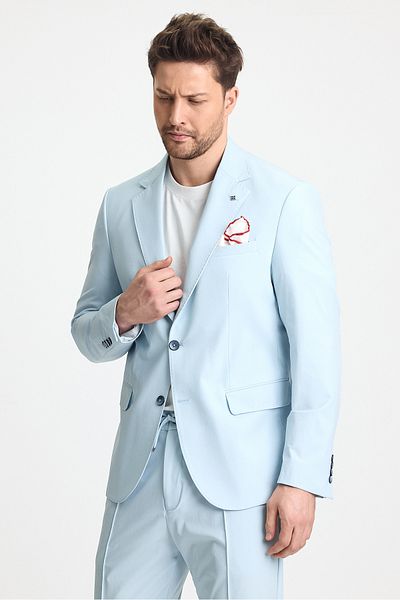 Frappoli Ανδρικό Ice Blue SlimFit Polyamide SportsBlazer - Ευέλικτο, Δροσερό, Μισό Φόδρα