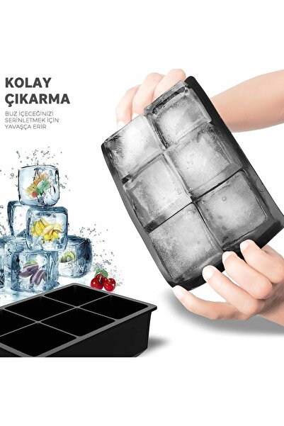 Heredot 6 lı Büyük Boy Kare Silikon Buz Kalıbı MIT1073