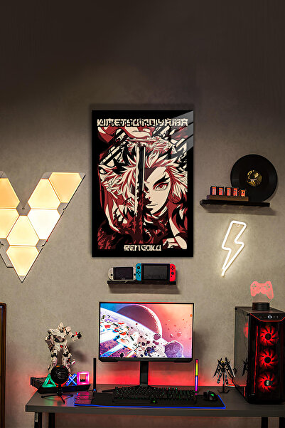 PESHLİSTORE Kimmetsu No Yaiba Rengoku Temalı HD Metal Tablo Poster
