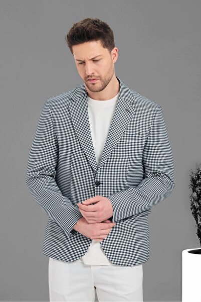 Frappoli Pomfetti Чоловічий темно-синій піджак зі смугастим візерунком, slim fit