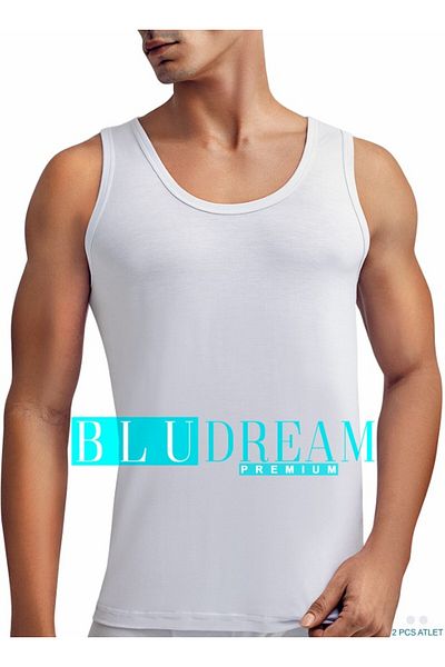 Bludream Men's 2-Piece Economic Pack White Bamboo Undershirt / Singlet Set