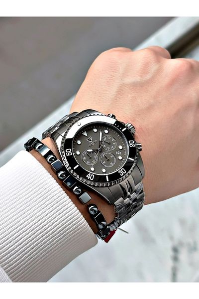 Fiesta Smoked Color Function Steel Sk Mechanism Steel Men's Wristwatch + Bracelet