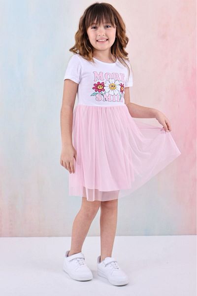 LUNA FSH Smile Printed Tulle Girl's Dress
