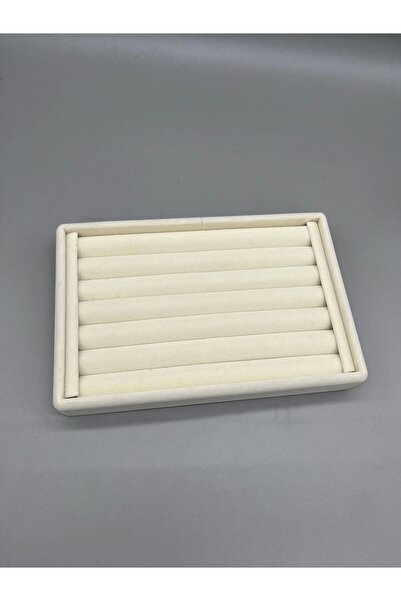 MeGass Dekor Domestic Production Small Size Suede Fabric Cream Color 22,5/14,5 cm Roll Drawer Ring Stand