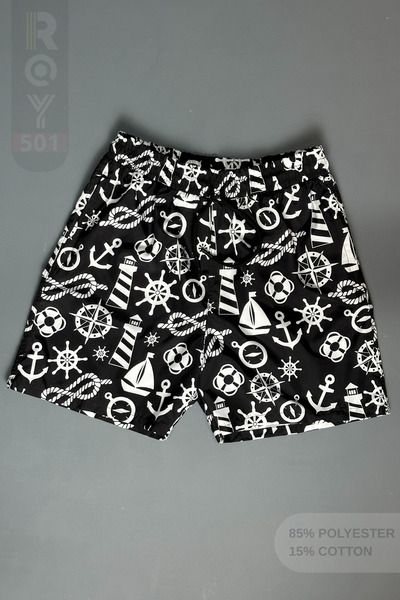 ROY501 Ανδρικό μαγιό με μοτίβο με φερμουάρ και διχτυωτό μαγιό