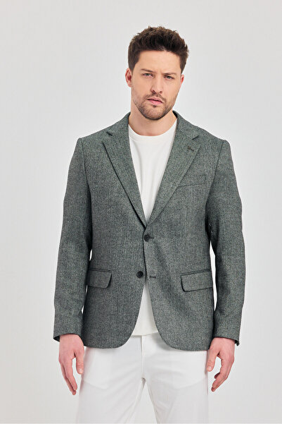 Frappoli Abdia Чоловічий сірий блейзер зі смугастим візерунком, slim fit