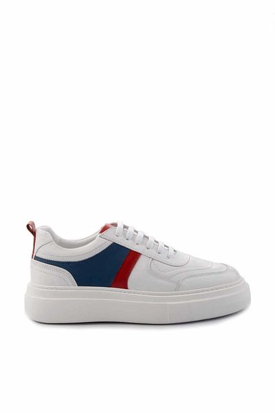 Bambi Λευκό Κόκκινο Δερμάτινο Ανδρικό Sneaker E01901251843
