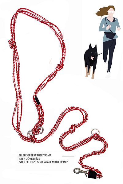 PETSWUU Two Color Satin Rope Design Dog Hands Free Running and Walking Leash
