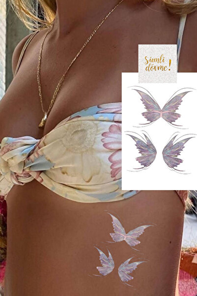 TAKIŞTIR Geçici Kelebek Figürlü Simli Dövme Tattoo