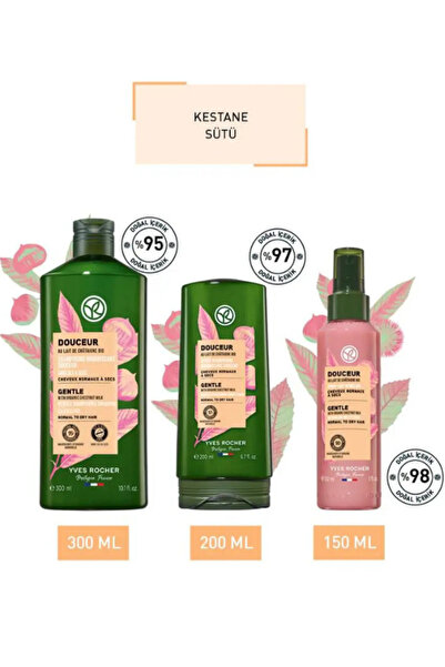 Yves Rocher Besleyici Kolay Tarama Saç Bakım Seti Şampuan 300ml Saç Kremi 200ml Saç Spreyi 150ml