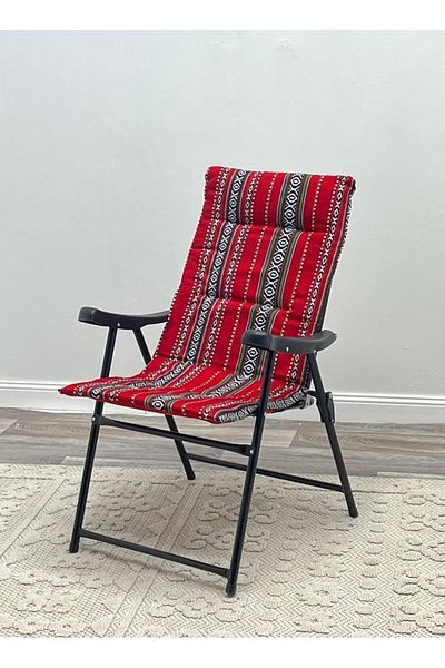 MARIA HOMES Foldable Outdoor Relax Chair Traditional Red Tribal Design