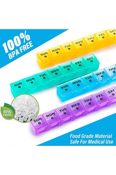 COOYA Large Monthly Pill Organizer, 4 Weeks, 7 Day Pill Dispenser 4 Times a Day, with Travel Case