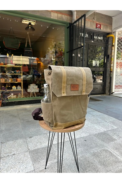 Atelier Lapina Vizon & Geyik / Büyük Mumlu Kanvas Sırt Çantası