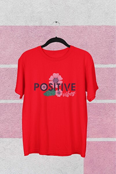 Butik تي شيرت بناتي/نسائي/أمي Negative Vibes Transfer مطبوع برقبة دائرية وأكم...